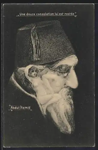 Künstler-AK Abdul Hamid, Porträt aus Frauenakten, Une douce consolation lui est restée