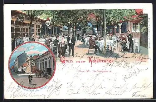 Lithographie Wien, Restaurant Kohlkreunze Bes. Lud. Resch, Fünfhausgasse 16