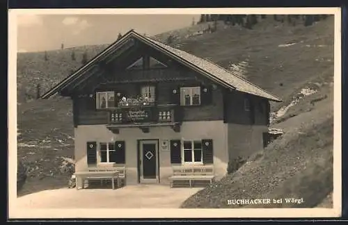 AK Wörgl, Partie am Alpengasthof Buchhacker