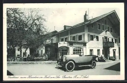 AK Zell am See, Gasthaus zum Hirschen v. R. Leeb mit Gartenlokal