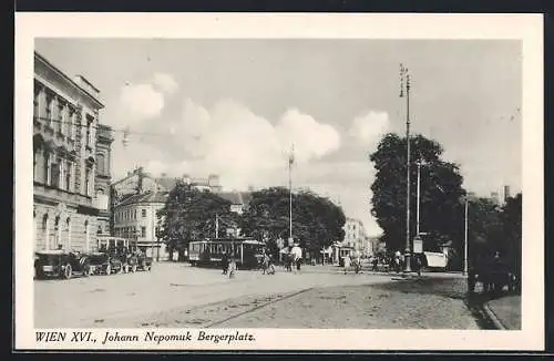 AK Wien, Johann Nepomuk Bergerplatz, Strassenbahn