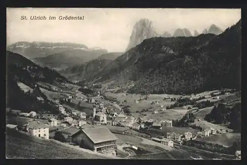 AK St. Ulrich in Gröden, Panoramablick vom Ort