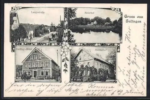 AK Sulingen, Langestrasse, Meierhof, Harling's Hotel