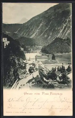 AK Fernstein, Brücke und Gebäude am Fusse vom Pass Fernstein