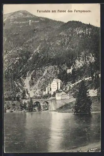 AK Fernstein a. Fernpass, Ortsansicht mit Brücke