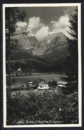 AK Scheffau-Blaiken, Teilansicht mit Blick zum Kaisergebirge