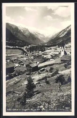 AK Trins im Gschnitztal, Ortsansicht mit Talblick