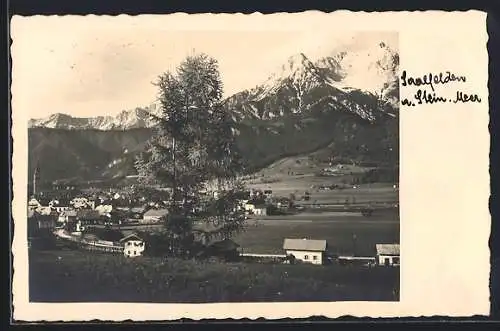 AK Saalfelden a. Stein. Meer, Ortsansicht mit Bergpanorama