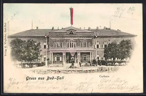 AK Bad Hall, Kurhaus mit Fontäne