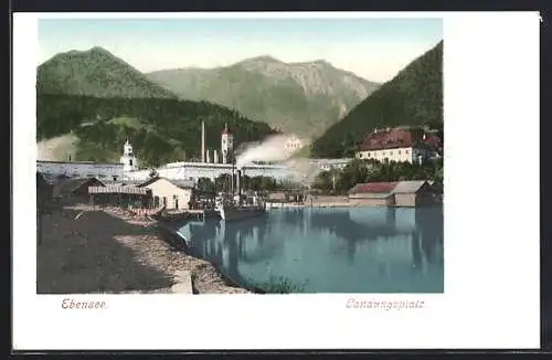 AK Ebensee, Landungsplatz der Dampfer