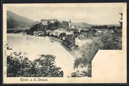 AK Grein a. d. Donau, Ortsansicht mit Anleger