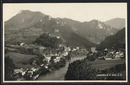 AK Losenstein a. d. Enns, Teilansicht mit Bergen