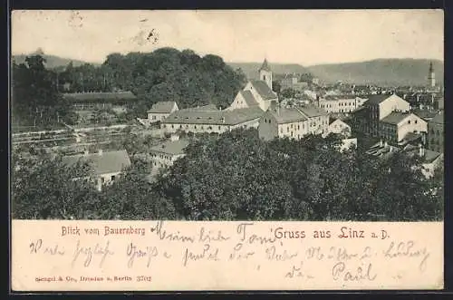 AK Linz a. D., Blick vom Bauernberg