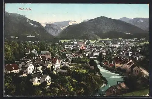 AK Bad Ischl, Ortsansicht aus der Vogelschau