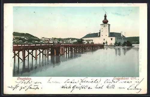 AK Gmunden, Blick aufs Seeschloss Ort