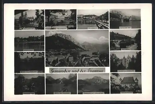 AK Gmunden /Traunsee, Gauschulungsburg, Schloss Ort, Strandbad, Traunfall