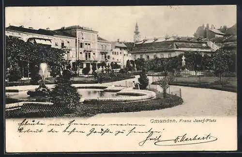 AK Gmunden, Franz Josef-Platz mit Anlagen