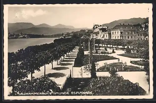 AK Gmunden /Salzkammergut, Esplanade mit Anlagen