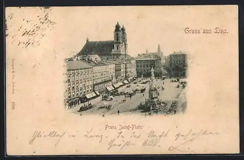 AK Linz, Szene am Franz Josef-Platz