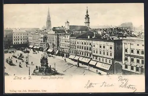 AK Linz a. Donau, Franz Josefs-Platz aus der Vogelschau