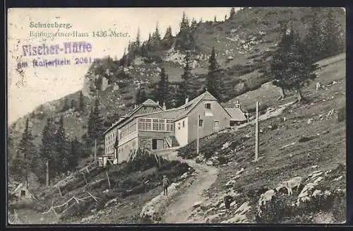AK Baumgartner-Haus am Schneeberg, Wanderer
