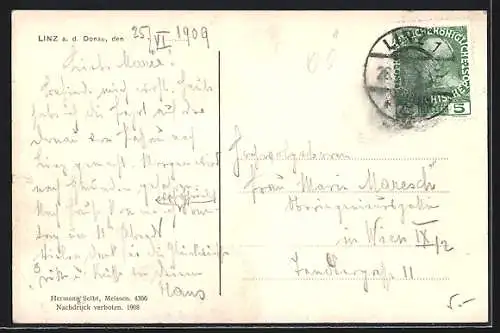 AK Linz a. d. Donau, Blick über die Dächer