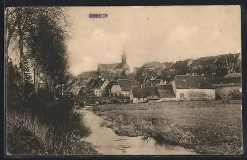 AK Altkirch, Partie am Fluss mit Kirche
