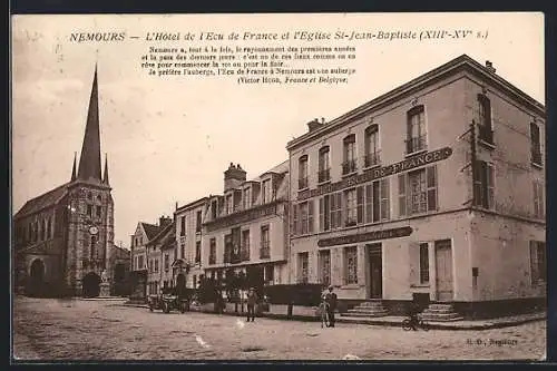 AK Nemours, L`Hotel de l`Ecu de France et l`Eglise St-Jean-Baptiste