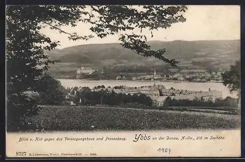 AK Ybbs an der Donau, Blick v. Kirl gegen das Versorgungshaus