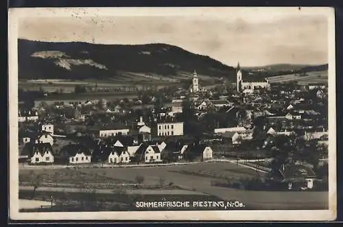 AK Piesting, Panorama mit Kirchen