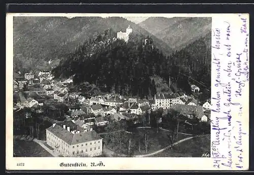 AK Gutenstein, Totalansicht von oben mit Schloss Gutenstein