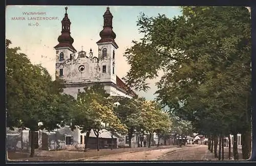 AK Maria Lanzendorf, Blick auf die Wallfahrtskirche