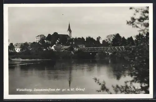 AK Wieselburg, Teilansicht mit dem Zusammenfluss der grossen und kleinen Erlauf