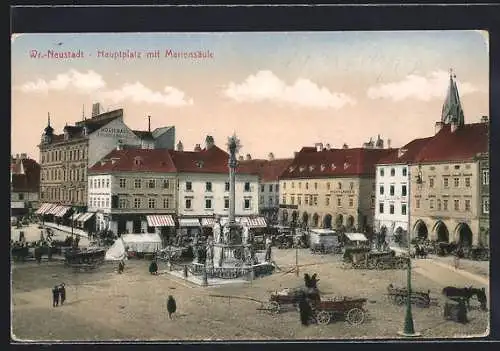 AK Wiener Neustadt, Hauptplatz mit Mariensäule