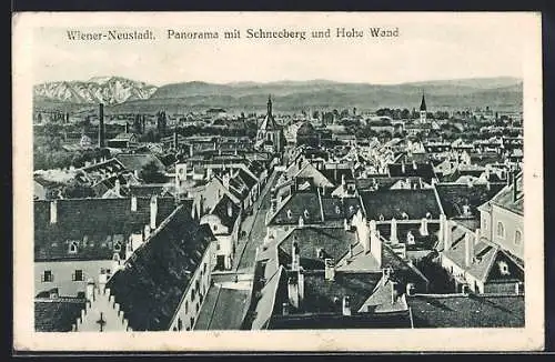 AK Wiener Neustadt, Panorama mit Schneeberg und Hohe Wand