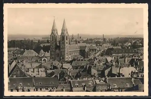 AK Wr. Neustadt, Teilansicht mit Blick zur Kirche