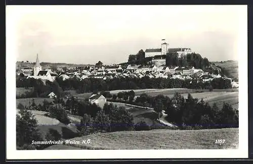 AK Weitra, Ortsansicht mit Blick zur Burg