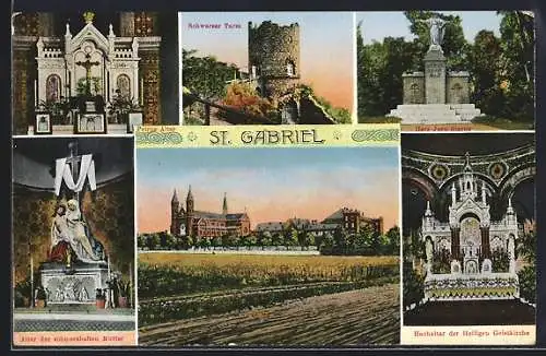 AK Maria Enzersdorf, St. Gabriel, Altar der schmerzhaften Mutter, Schwarzer Turm