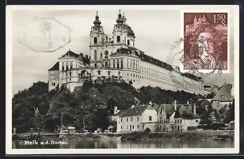 AK Melk a. d. Donau, Blick auf das Stift