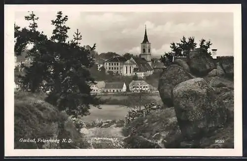 AK Gmünd /N.-D., Felsenweg mit Kirche