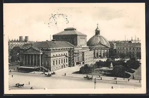 AK Berlin, Opernhaus und St. Hedwigskirche mit Anlagen aus der Vogelschau