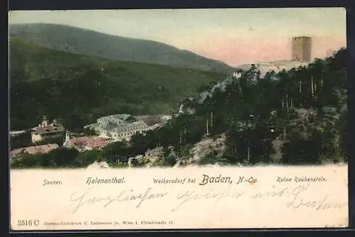 AK Baden, Helenenthal, SAcher, Ruine Rauhenstein