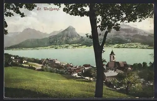 AK St. Wolfgang, Ortsansicht am See