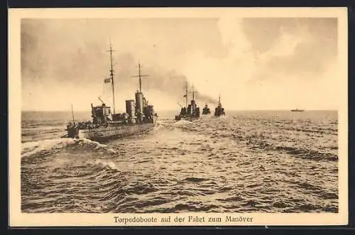 AK Torpedoboote auf der Fahrt zum Manöver