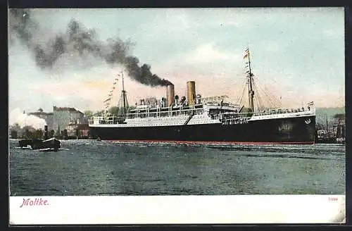 AK Passagierschiff Moltke im Hafen liegend