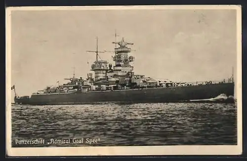 AK Panzerschiff Admiral Graf Spee auf hoher See