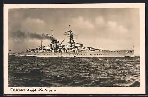 AK Panzerschiff Lützow auf hoher See, Kriegsmarine