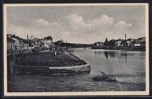 AK Uzhorod, Partie am Flussufer mit Brücke