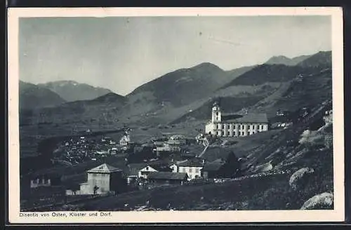 AK Disentis, Ortsansicht von Osten, mit Kloster