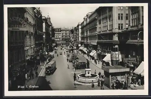 AK Wien, Graben, der Trzesniewski Buffet links, Autos, Bus und Passanten